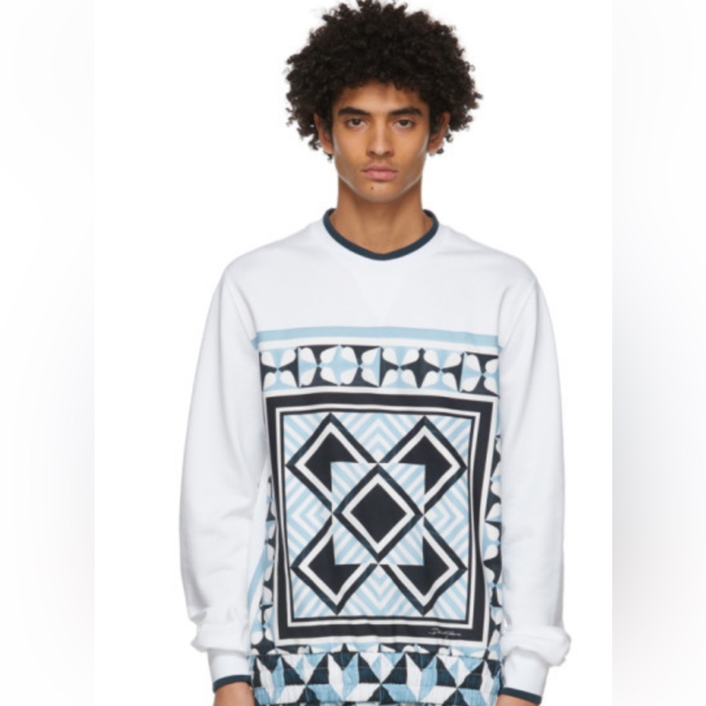 Dolce & Gabbana Male Sweatshirt White Majolica Print  NWT